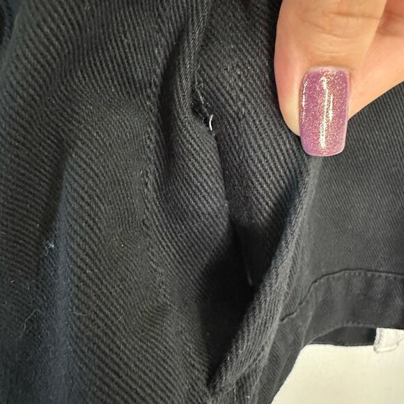 Unique Size L Half Black & White Color Block Distressed Jean Jacket - Picture 6 of 9